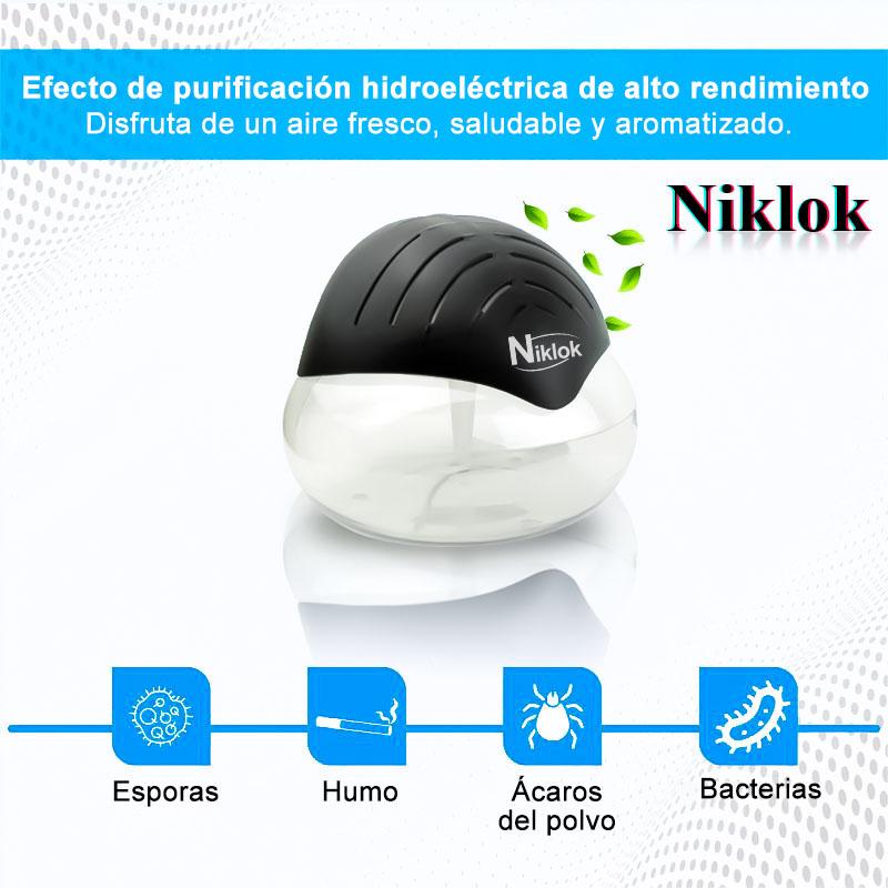 NIKLOK Black – Der Original‑Luftreiniger mit Wasserfilter, Luftreiniger für Zuhause mit Aromatherapiefunktion, LED‑Nachtlicht, geeignet für Rauch und Haustiere – Duftmaschine für ätherische Öle.