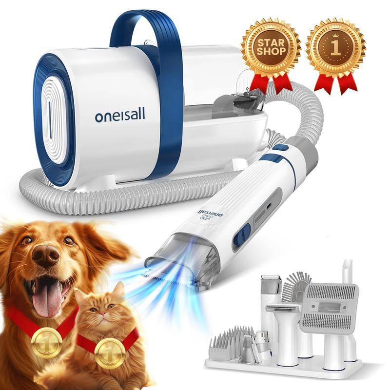 Oneisall-Hundepflegeset mit Vakuum, Hundeknipser, 12000Pa starke Absaugung, 99% Tierhaare, Haustierpflegeset mit 7 bewährten Schuppenwerkzeugen Weihnachtsgeschenk