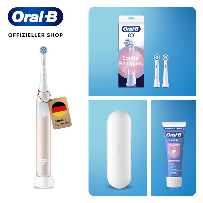Oral-B iO Series 2 Calm Pink Elektrische Zahnbürste + iO Sanfte Reinigung Aufsteckbürsten, 2 Stück + Senstive Zahncreme