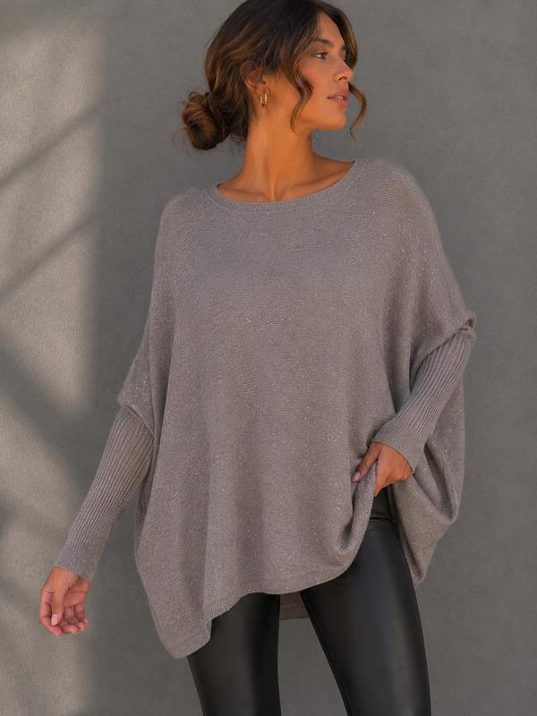 OVERSIZE BASIC PULLOVER mit Glitzer - versch. Farben