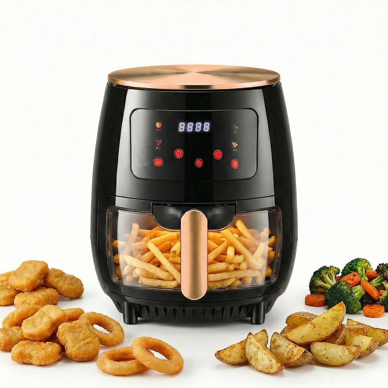 OYAJIA Heißluftfritteuse XXL 5L, Airfryer mit 8 voreingestellten Programmen, 360° Heißluftzirkulation, Touchscreen, Glaskorb mit Sichtfenster, ölfreies Kochen, Mini-Backofen