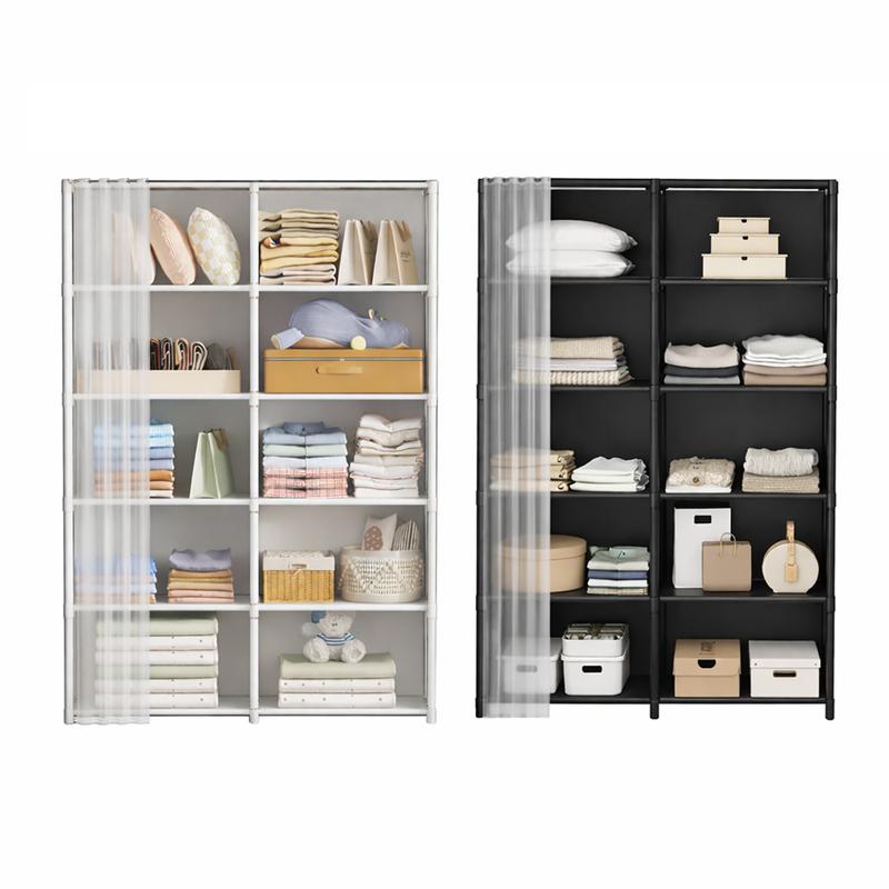 Platzsparendes Kleiderschrank-Set: tragbarer Schrank mit Regalanlagen, selbsttragend und staubdicht – für Kleidung, Schuhe und Accessoires; mehrstöckiges Regal, multifunktionales Möbelset