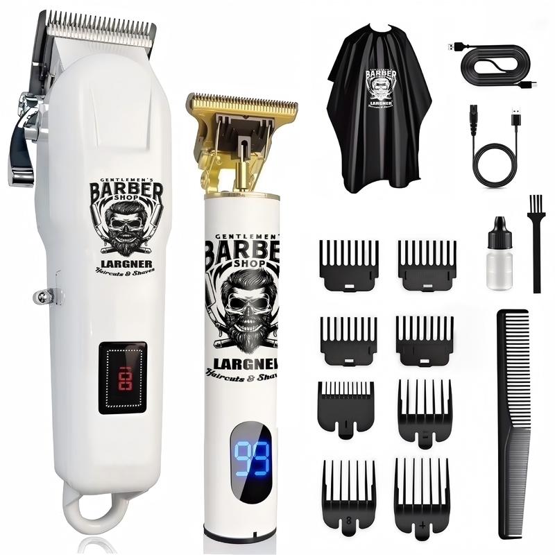 Professionelles Haarschneide-Set für Herren, kabelloser Trimmer, per USB aufladbar, mit 8 Aufsätzen, Friseurumhang, Ölflasche und Haarpinsel, elektrisches Schneideset für Friseursalon oder Zuhause