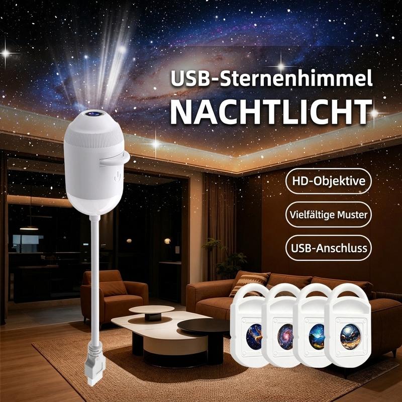 Projektor Nachtlichter, USB Sternenhimmel Projektionslampe für Auto, Zuhause und Schlafzimmer, Nachtlicht, romantisches galaktisches Ambiente Licht.