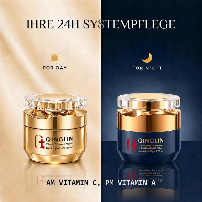 Qinglin 24H Skin Cycling Duo Set – Sommer Teint-Korrektur Creme | Schnell einziehend & unsichtbares Finish | Mit Vitamin C, Retinol & Arbutin | Für ein ebenmäßiges Strahlen aller Hauttypen – Garantiert kein Grauschleier
