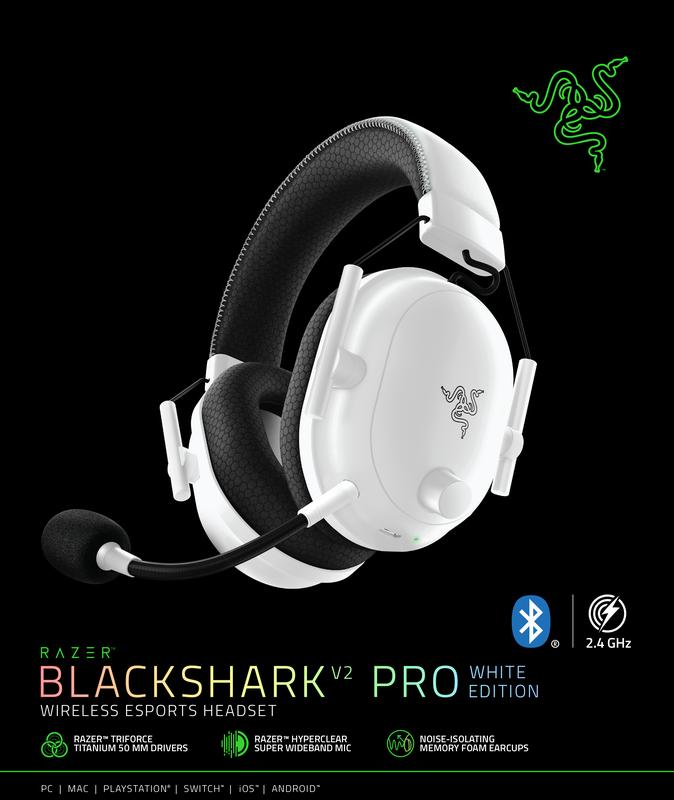 Razer BlackShark V2 Pro (2023) - Weiß, HyperClear Mikrofon, TriForce Titanium Treiber, HyperSpeed Wireless, 70 Stunden Akku, FPS-Audio-Profile, Schallisolierende Ohrpolster