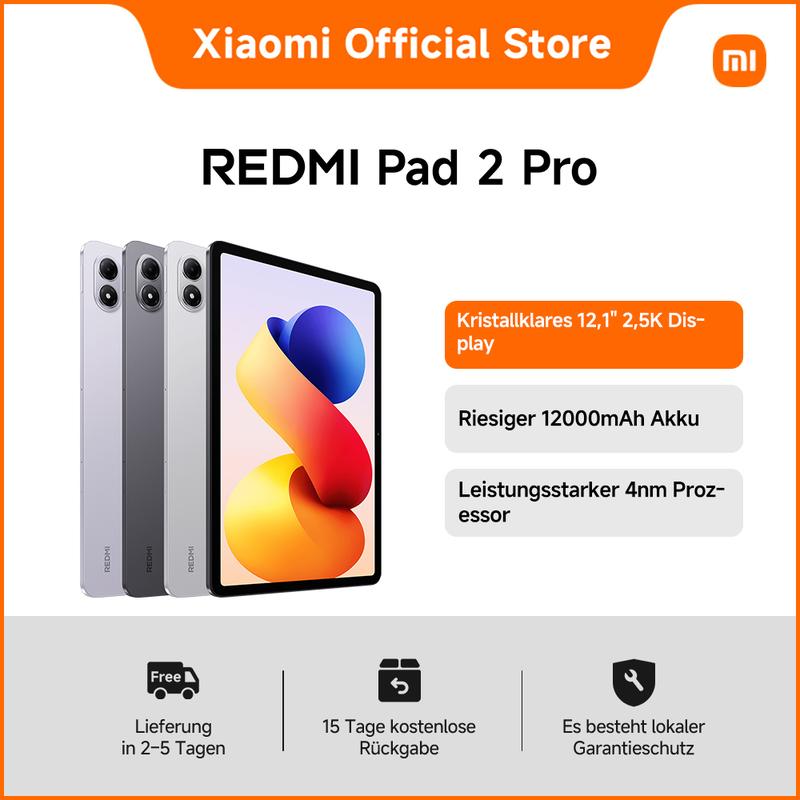REDMI Pad 2 Pro | Kristallklares 12,1" 2,5K Display, Riesiger 12000mAh Akku, Leistungsstarker 4nm Prozessor