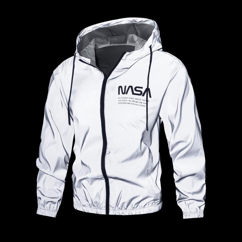 Reflektierende Outdoor-Freizeitjacke, Unisex-Hoodie – silberner reflektierender Streetstyle