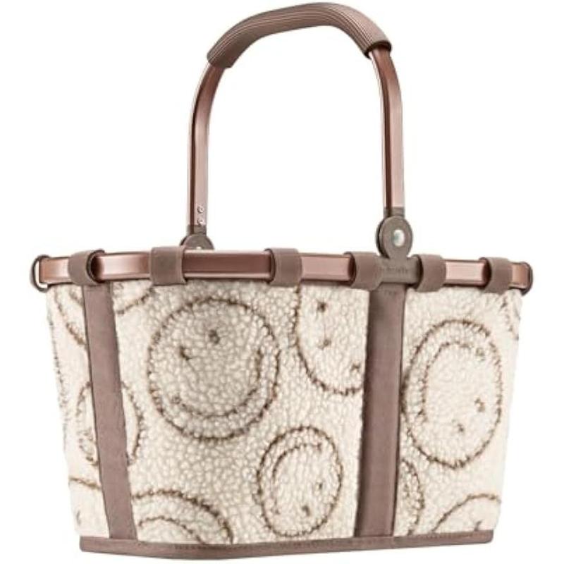 reisenthel Carrybag XS Smiley Teddy Chocolate - Sturdy Shopping Basket with Practical Inner Pocket - Elegant and Water-Repellent Design