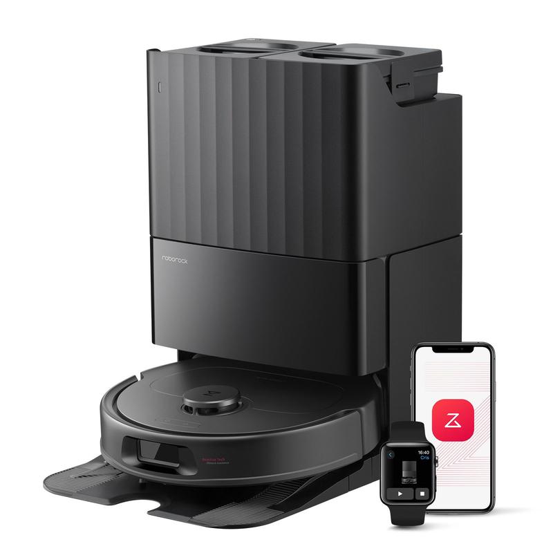 Roborock QV 35S Saugroboter mit Wischfunktion, 10.000 Pa HyperForce Saugkraft, Anti-Tangle-Bürsten, Anhebbare Schleudermopps, Intelligente Hindernisvermeidung, Multifunktions-Dockingstation,Schwarz