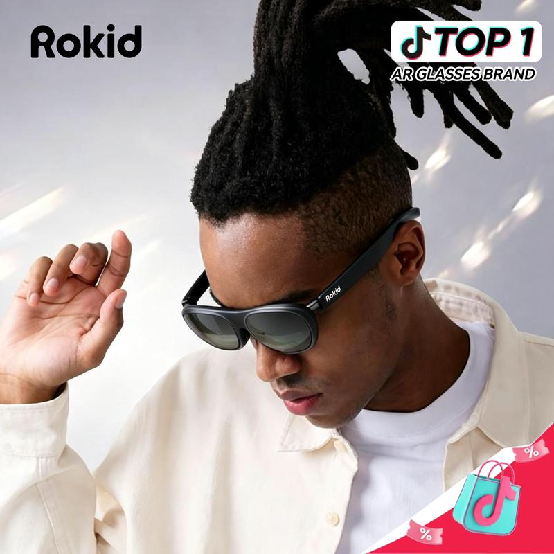 Rokid AR Max (ohne 3DoF), Max 2 Brille (ohne 3DoF), AR Spatial Brille (mit 3DoF), 300" 120Hz Ultra HD Heimkinobildschirm, 50° Sichtfeld, 600 Nits Helligkeit, bis 6,00D verstellbar, Hi Fi Ton, kompatibel mit iPhone, Steam Deck, ROG, Mac, PC, Android & iOS