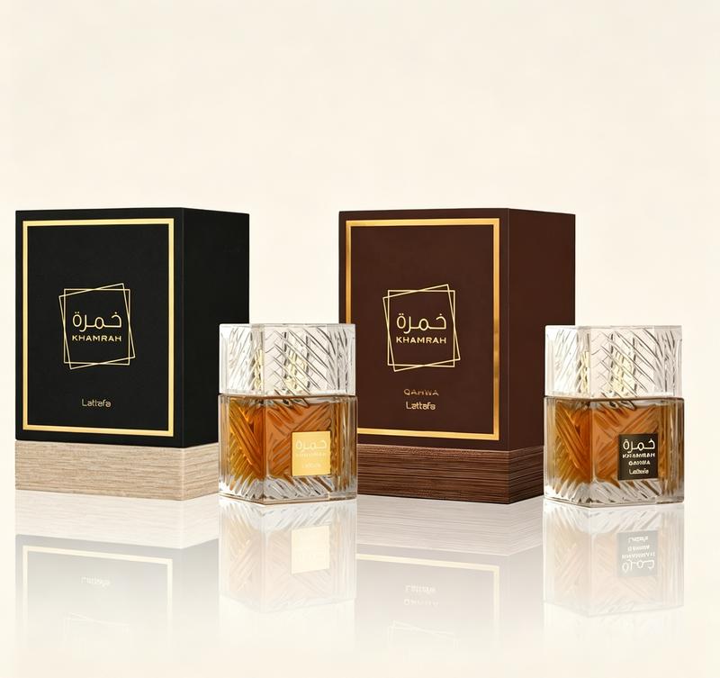 Süß Warm Würzig Holzig Parfüm Set Lattafa Khamrah & Qahwa EDP 100ml 3.4oz 30ml 1oz Täglich nutzbares Duftset Regular Edition
