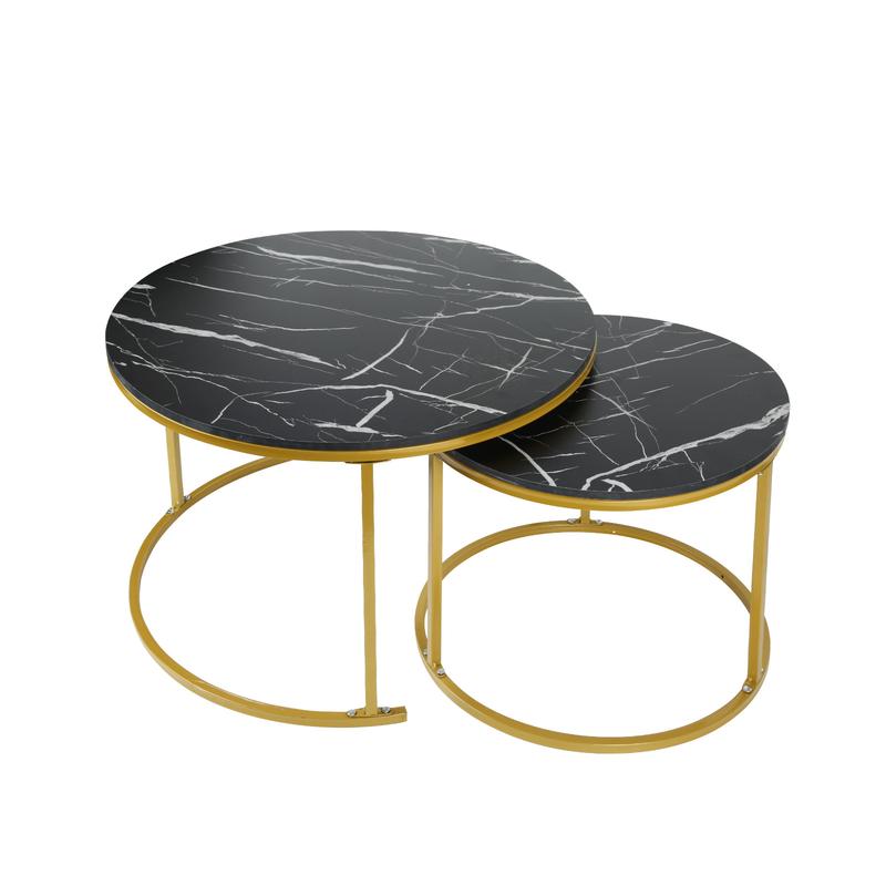 Set aus 2 runden Beistelltischen (50/70 cm), aus Metall im Industriestil, ausziehbar – für Wohnzimmer, Schlafzimmer, Balkon und Büro; Maße: 70 × 70 × 45 cm