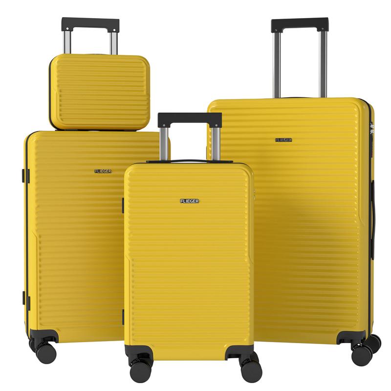 Set mit 4 Koffern Ystyle (23.5/54.5/64.5/74.5 cm) -– Verbessertes leichtes und geräumiges Design, stoßfestes erweiterbares ABS, geräuschlose 360°-Rollene, müheloser Lauf, TSA-Zahlenschloss, inklusive Kulturbeutel, Design in Grün und Braun