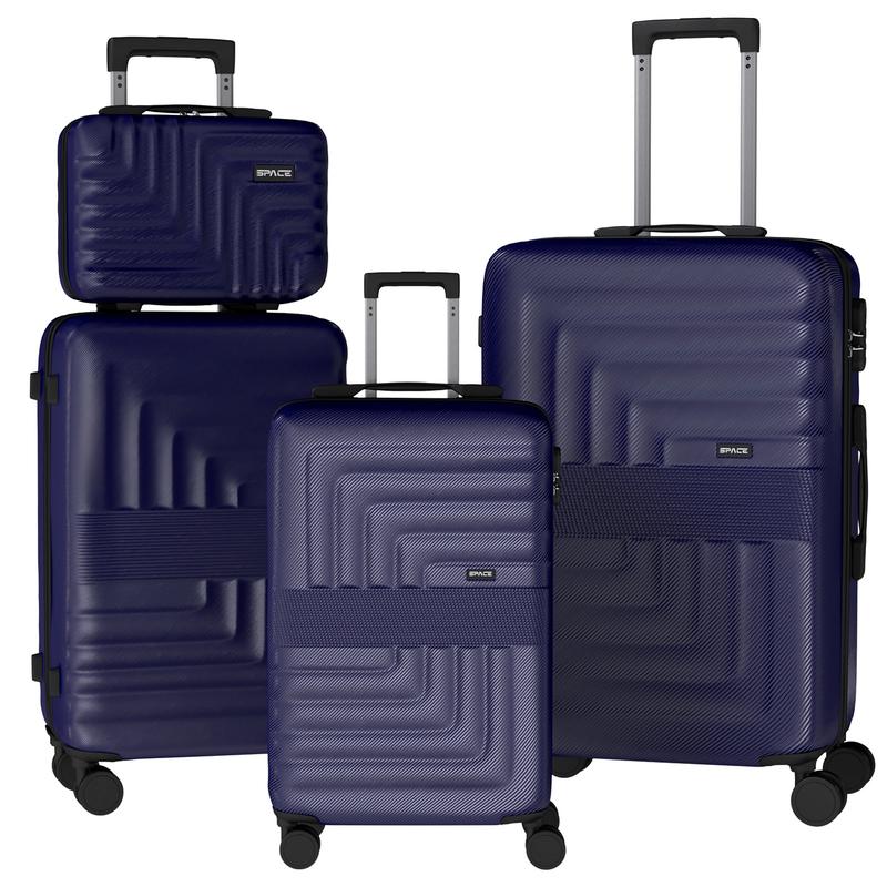 Set mit 4 Koffern Ystyle (25/49/58.5/68.5) -– Verbessertes leichtes und geräumiges Design, stoßfestes erweiterbares ABS, geräuschlose 360°-Rollene, müheloser Lauf, TSA-Zahlenschloss, inklusive Kulturbeutel, Design in Grün und Braun