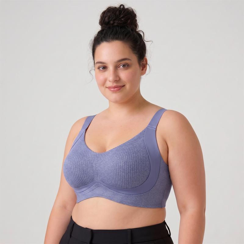 SheThrive Plus Size Nahtloser BH: Schlankheits Effekt durch vertikale Streifen, Mond Lifting gegen Absacken, 16cm hohe Seitenflügel zur Glättung von Nebenbrüsten, ultimativ atmungsaktiv und komfortabel.