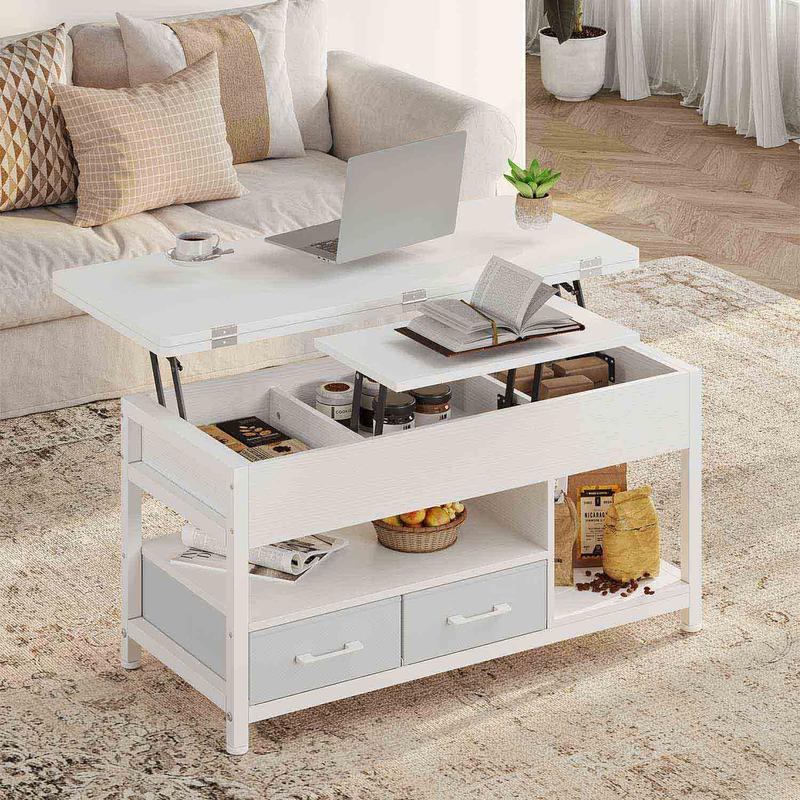 SIKAIC 3 in 1 Couchtisch, höhenverstellbar, multifunktional, für Wohnzimmer, mit 2 Schubladen