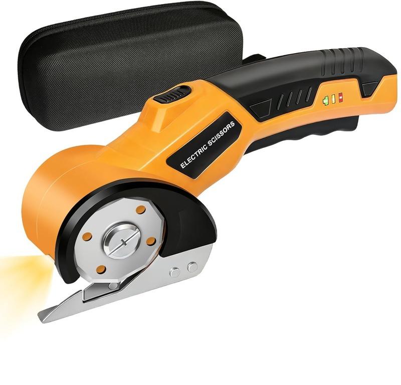 【Sommer sale】 Kartonenschneider wiederaufladbare kabellose elektrische Schere mit Sicherheitsverriegelung und LED-Lichtklinge für Stoff Teppiche Kunststoff Aluminiumplatten und Karton mit Typ-C Gelb