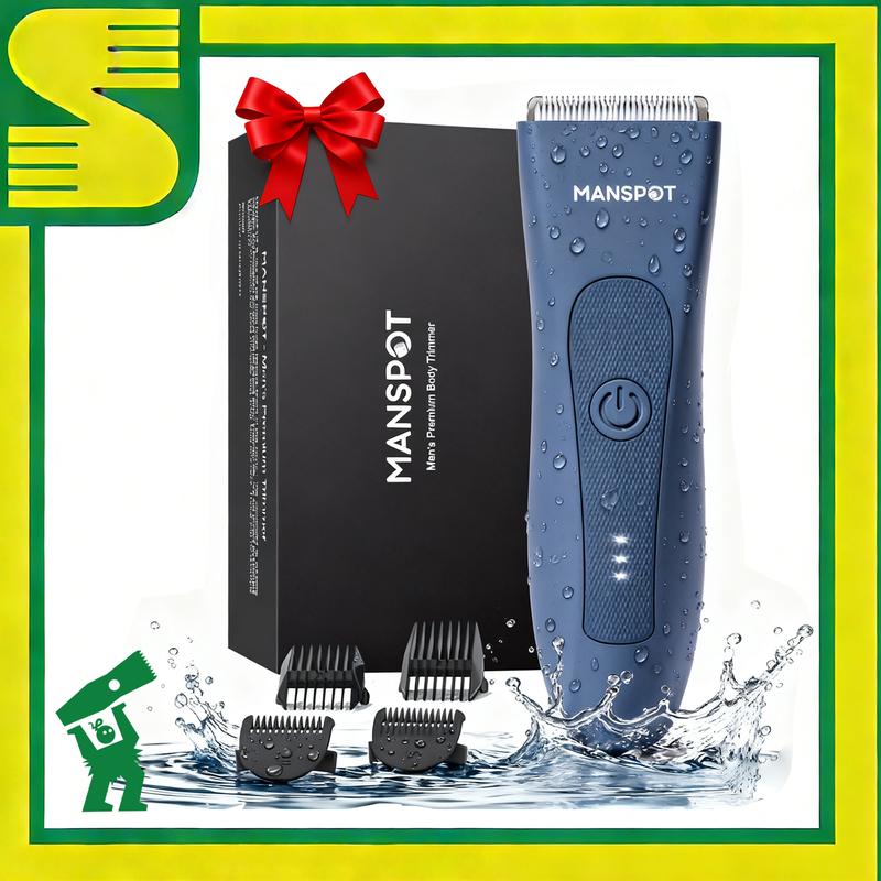 Sommerangebot | Manspot Elektrischer Körperrasierer 4 in 1 – Herren Haarschneider mit austauschbaren Keramikklingenköpfen, über USB aufladbar, wasserdicht, sichere und sanfte Rasur – ideal für die Körperpflege, tolle Geschenkidee.