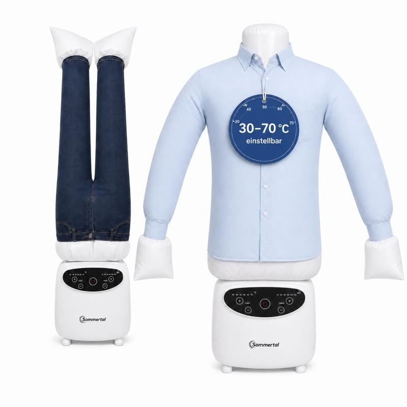 Sommertal Bügelpuppe Gentleman – Hemdenbügler & Bügelmaschine für Hemden, Blusen, T-Shirts, Hosen – Bügelautomat mit 2-in-1 Bügeln & Trocknen Funktionen – effiziente Bügelhilfe