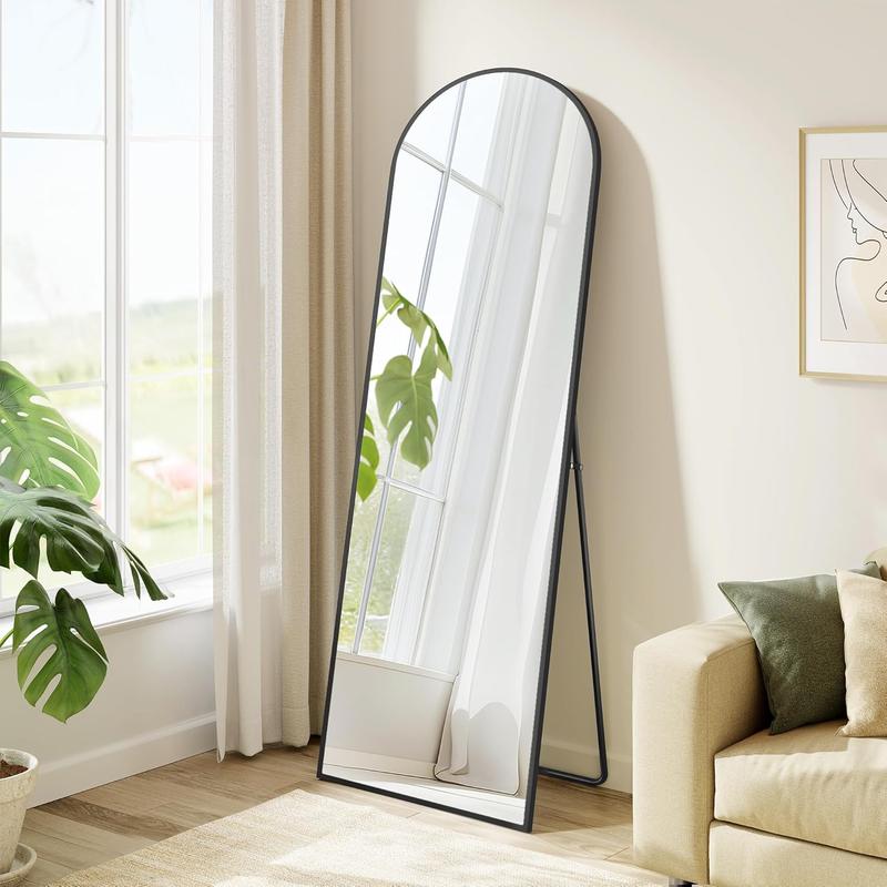 SONGMICSHOME Ganzkörperspiegel, bogenförmiger Standspiegel, Rahmen aus Aluminiumlegierung, Hartglas, für Schlafzimmer, Wohnzimmer, Garderobe