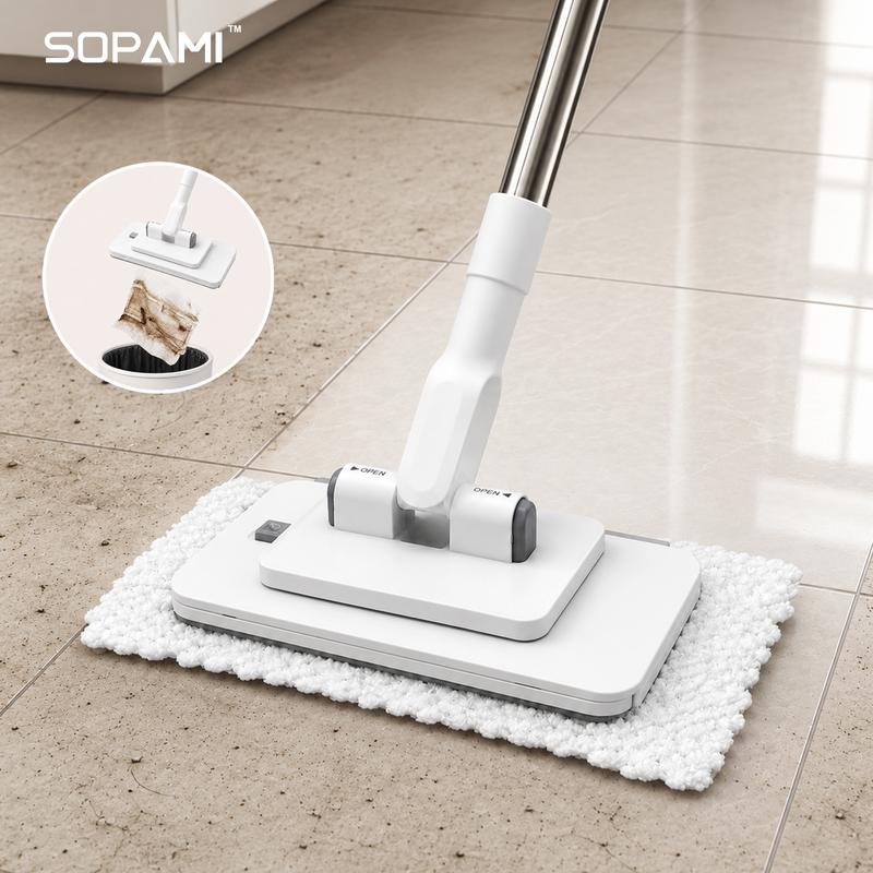 SOPAMI Abklopfebner mit teleskopischem Griff – Wisch-/Klopfer mit austauschbaren Pads und 180° drehbarer Kopf, für trockene und nasche Reinigung von Böden, Küche und Haushalt