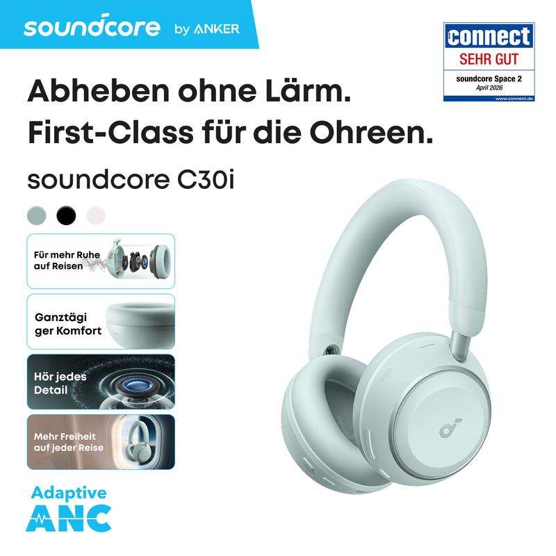 soundcore Space 2 by Anker, Noise Cancelling Kopfhörer, bequem, 50h Akku, LDAC Hi-Res Wireless Audio, Duale Verbindungen, klare Telefonate, Bluetooth 6.1, Nap-Modus, Trageerkennung