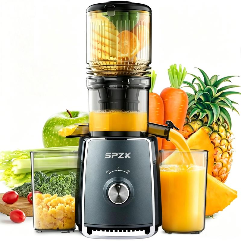 SPZK Entsafter groBer Einfullschacht,Slow Juicer Obst und Gemuse,Kaltentsafter Tresterabscheidung,BPA-freier Entsafter leicht zu reinigen