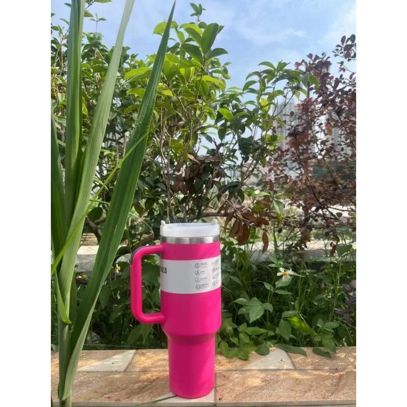 Stainless H2.0 Isolierter Edelstahlbecher 1200 ml mit Griff, Trinkhalm und dreistufigem Deckel, passend für Auto-Getränkehalter, reisetauglich, lebensmittelecht ohne BPA