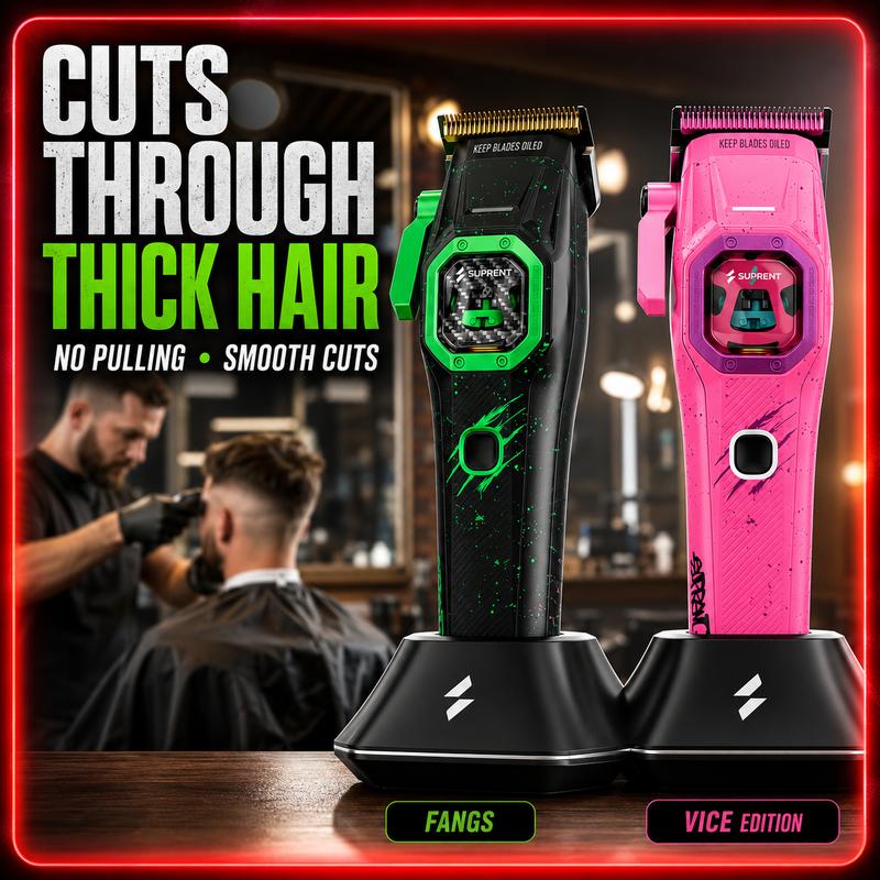 Suprent FANGS Vector Clipper – 13.000 U/min KI‑gesteuerte Motortechnologie, einzigartige U‑förmige Klinge, Dual‑Mode‑Hebel, LED‑Licht – Professioneller Haarschneider für Friseure, Geschenk für Männer
