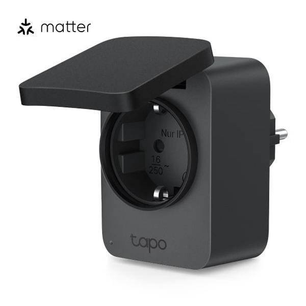 Tapo P410M WLAN Outdoor Steckdose, Smart Home Plug mit Stromzähler, IP54, funktioniert mit Alexa, Google Assistant, Siri, SmartThings & Matter, Fernsteuerung, Zeitplan, 2,4 GHz WLAN, 3680W/16A