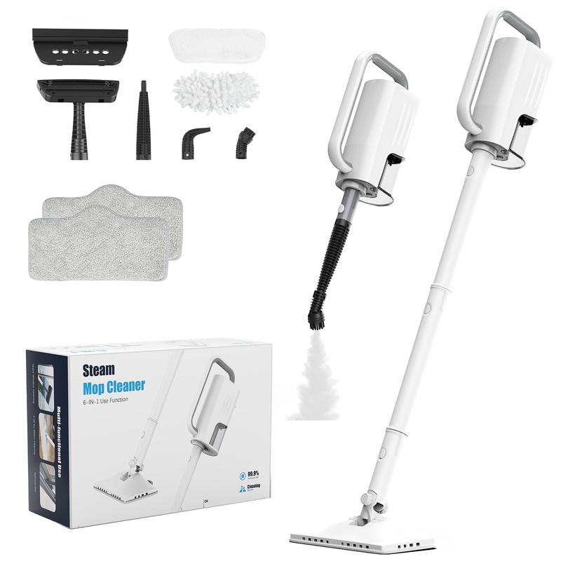 Teendow 1300W Dampfreiniger 6-in-1 Multifunktions-Dampfmop mit austauschbaren Düsen für Boden, Teppich, Sofa, Fenster, Schrank & Auto – Effektive Desinfektion & Gegen hartnäckige Flecken,Dampfmopp,Dampfbesen