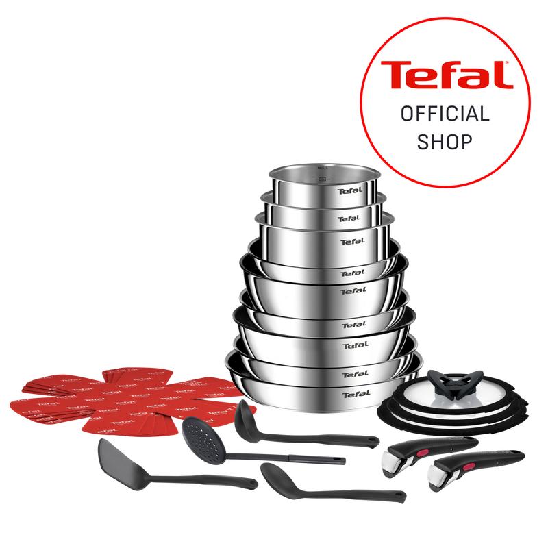 Tefal Ingenio Emotion, 22-teiliges Kochgeschirr-Set, elegantes Edelstahl-Kochgeschirr, abnehmbarer Griff, Titanium 2X Antihaftversiegelung, L897SM