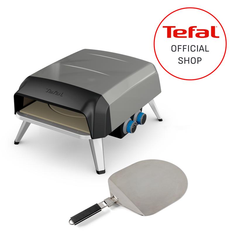 Tefal Pizza Pronto Gas-Pizzaofen für den Außeneinsatz, bis 400 °C, Temperaturregler, Ein-/Ausschalter, Steuerung des Drehsteins, kompakt, inkl. Pizzaschieber, Edelstahl, JM413015