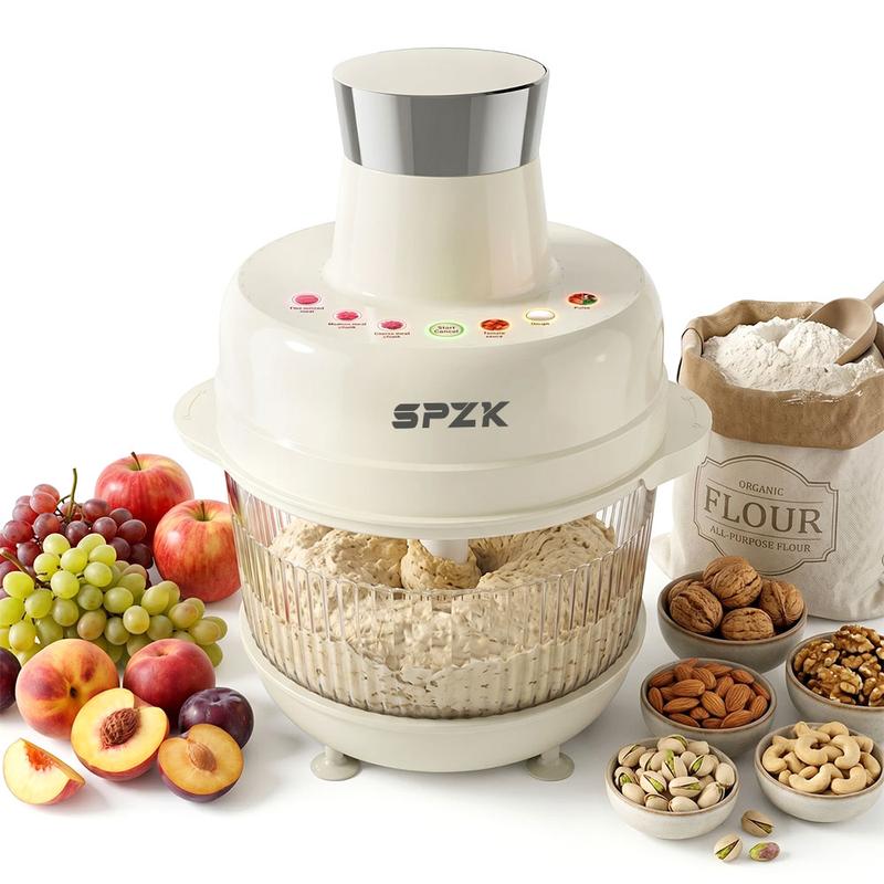 Teig kneten & rühren mit Smart-Touchscreen – SPZK 5L Küchenmaschine Food Processor Knetmaschine Kneter Teigknetgerät Teigrührgerät Fleischwolf Zerkleinerer Multifunktionsküchengerät für Nudelteig, Fleisch, Gemüse