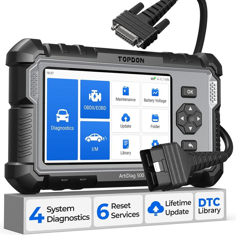TOPDON AD500 OBD2 diagnosegerät Auto, 4 Systemdiagnosen für ABS SRS Motor und Getriebe, 6 Servicefunktionen für Öl, BMS, SAS, DPF, TPMS und Drosselklappe regulieren, kostenlosem Lifetime-Upgrade
