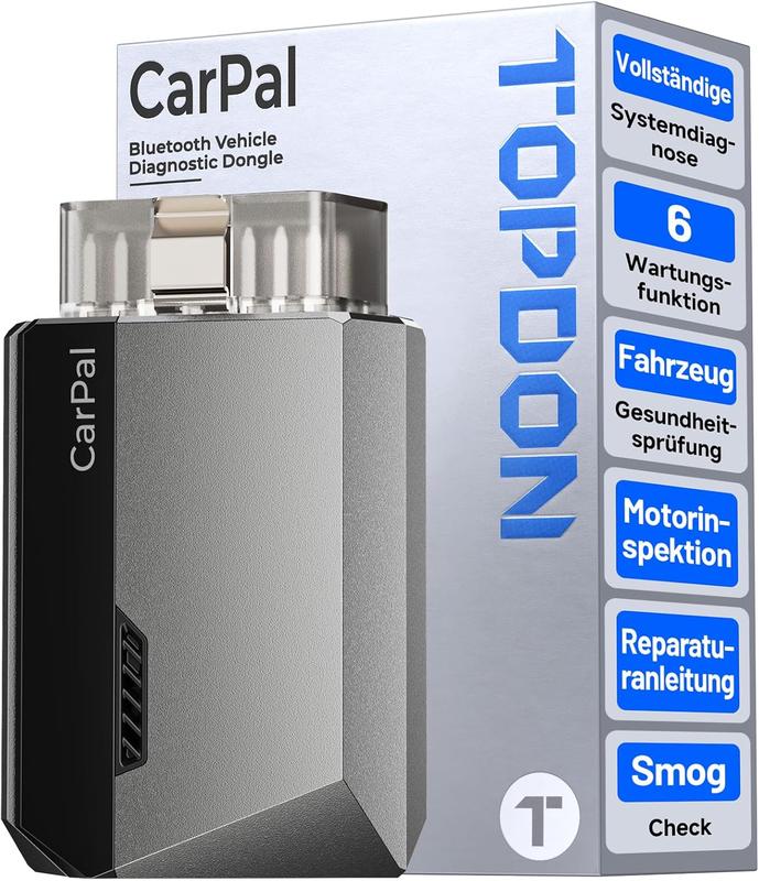 TOPDON Carpal OBD2 diagnosegerät Auto , OBD2 Bluetooth 5.0 Adapter für iOS & Android mit Vollständige Systemdiagnose und 6 Servicefunktionen, All Software 1 Jahr Gratis