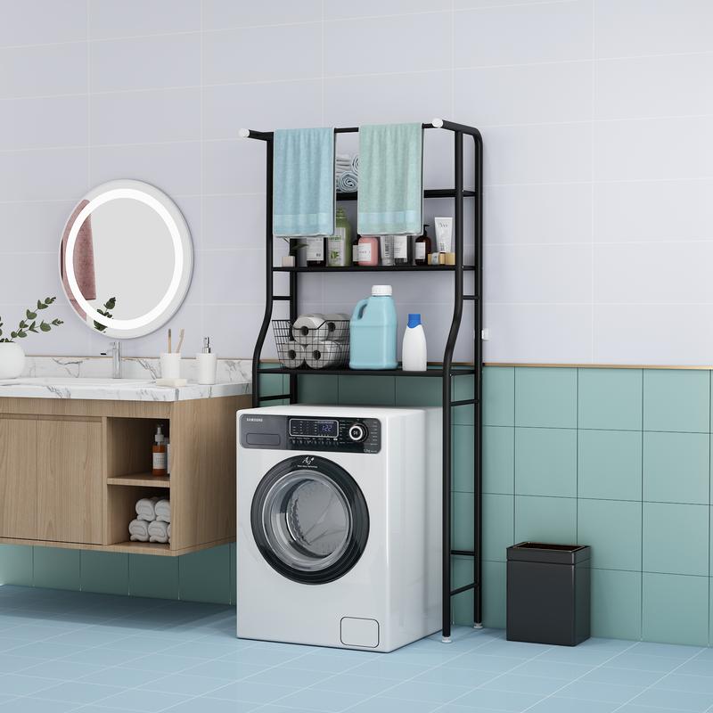 UDEAR-3-stufiges Toilettenregal, platzsparendes Badezimmerregal, Eckhalterung, Aufbewahrungsorganisator, Zubehör, Waschmaschine, mit Hängestange, Turmregal