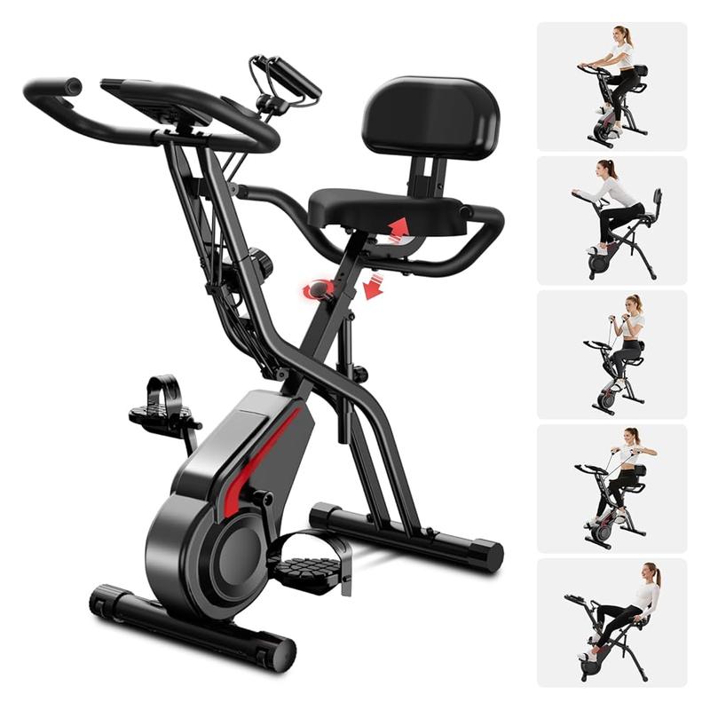 UMAY Faltbares Heimtrainingsrad, 5-in-1 faltbares Trainingsrad mit 16 Stufen geräuschloser Widerstand, Trainingsrad mit Herzfrequenzmessung und LED-Display