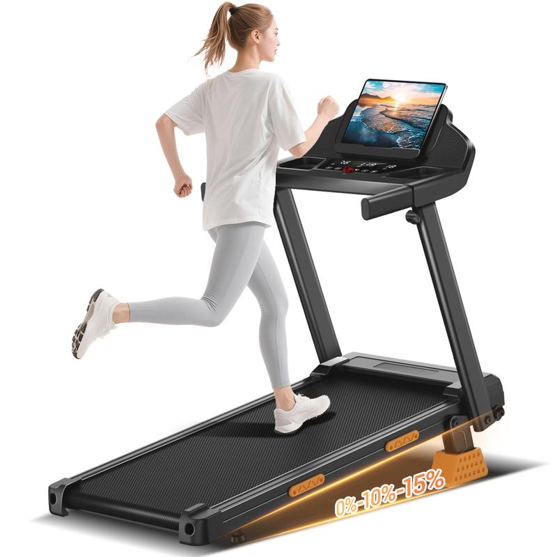 Umay geneigter Laufband, faltbares Gehpad, 0,6–7,0 MPH für zu Hause, 3,0 PS Laufbänder mit Displays, tragbar mit Griff, Tragfähigkeit von 400 Pfund