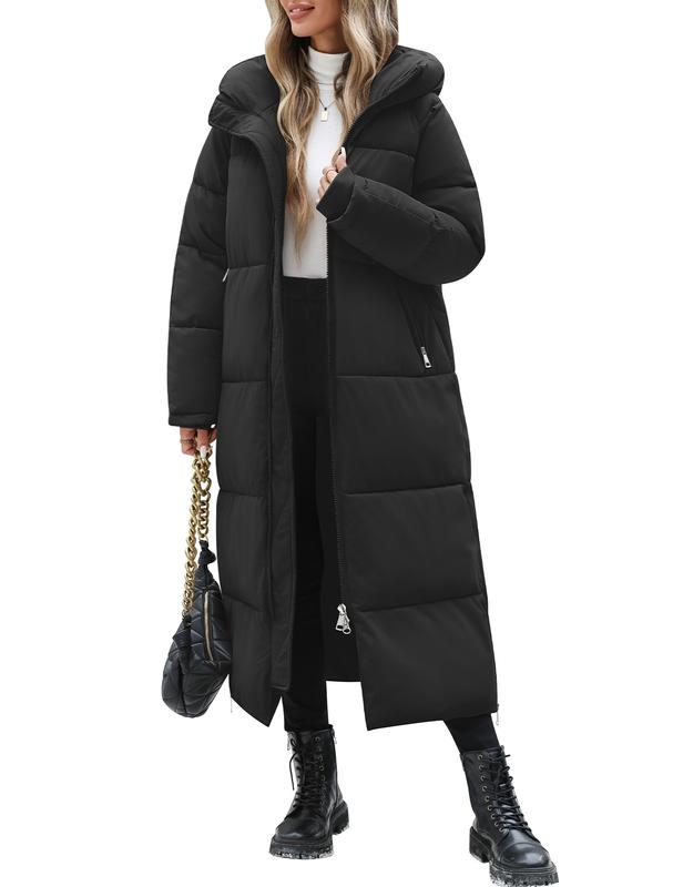 UMIPUBO Damen wasserdichte Winterjacke – lange Winterjacke, warme Steppjacke für Herbst/Winter mit Reißverschluss, elegante Steppjacke, Winterparka, windfeste Daunenjacke für den Außenbereich mit Kapuze