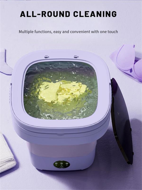 Upgraded 8L Large Capacity Foldable Portable Mini Washing Machine, Deep Cleaning Small Garments Underwear Baby Clothes, Compact Fold Washer Ideal for Apartments Dorms Hotels, Purple