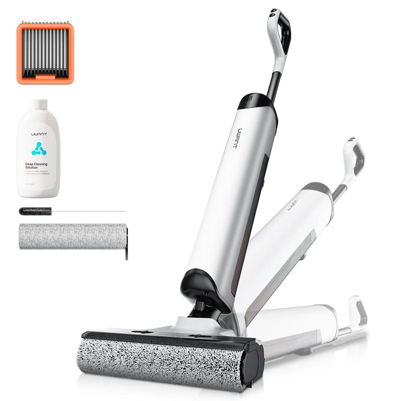 Uwant D500 Nass /Trockensauger, Geruchskontrolle im Abwasserbehälter, 180° flachliegende Saugwippe, 17.000 Pa Saugleistung, leise Heißtrocknung bis 65 °C, selbstreinigend, freie Faserführung, IPX6 wasserdicht für Böden