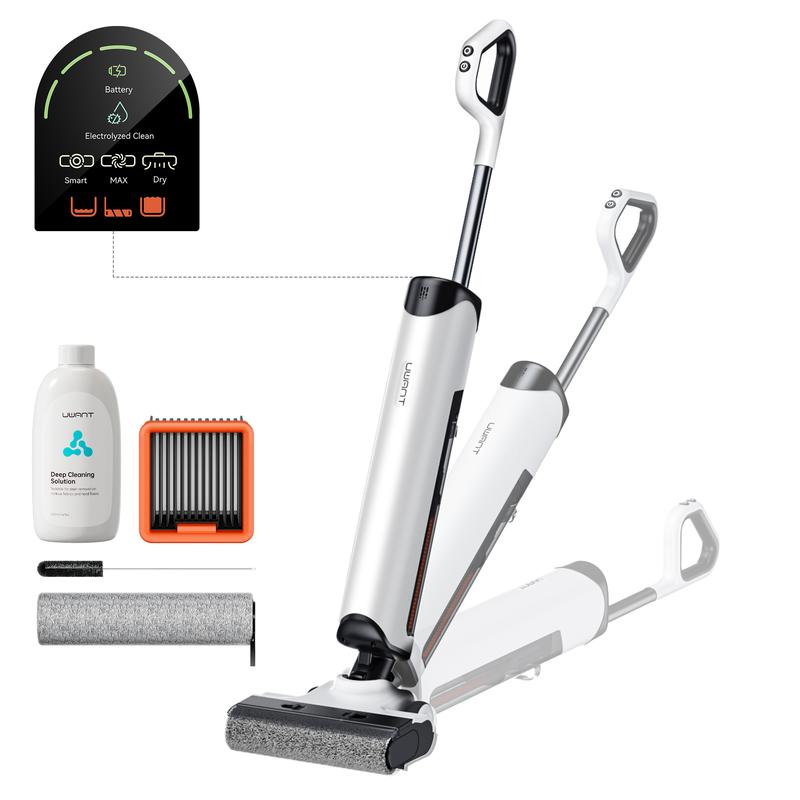 uwant D500 Wet Dry Vacuum Cleaner, Intelligent Stain Detection, 180° Reclining Design, Edge Cleaning 2 mm, Push-in Base Station, Electrolytic Water, 17000Pa Suction Power