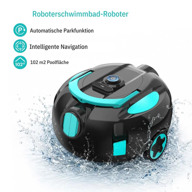 Vastorm H1 Kabelloser Poolroboter Automatischer Poolreiniger mit intelligenter Navigation, 120 Min Akkulaufzeit, 102 m² Reinigungsfläche, 3L Filterkorb, starke Saugleistung für Bodenreinigung von Gartenpool, Aufstellpool und Swimmingpool