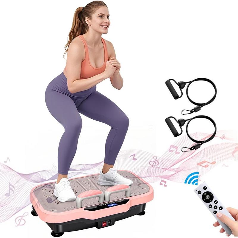 Vibrationsplatte für das Training, Weihnachtsgeschenk, 120-Stufen Ganzkörper-Fitnessgerät mit Widerstandsbändern und Fernbedienung für Zuhause & Studio