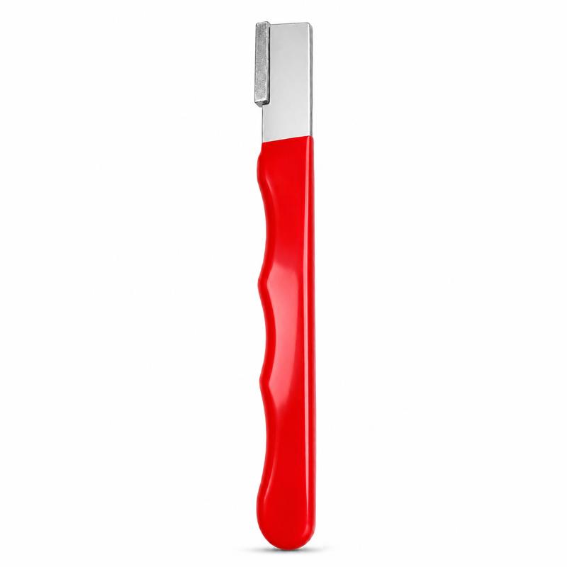 Vielseitiger Hand-Klingenschärfer mit ergonomischem Griff und Schutzkappe, kompakter Schärfer für Gartenscheren, Astscheren, Küchenmesser sowie gebogene und hakenförmige Klingen, 11,5 cm