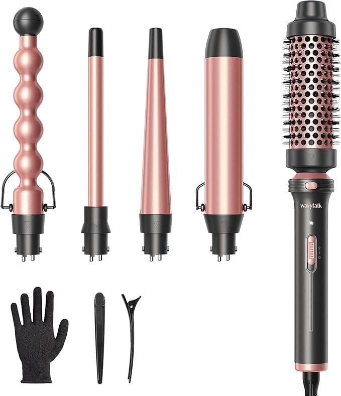 Wavytalk 5 in 1 Keramik Lockenstab Set, Lockenstab Set mit Wärmebürste und 4 austauschbaren Keramik Lockenstab (13 32 mm),Styling tools,Hochwertige Styling Tools für traumhafte Locken.