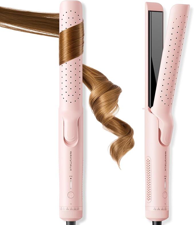 Wavytalk Airflow Lockenstab, Cool Curl, 360 ° Cool Air Lock Style für lang anhaltende Locken, reduziert Schäden, 2 in 1 Haarglätter und Lockenwickler, Verbrühungsschutz für kurzes und langes Haar