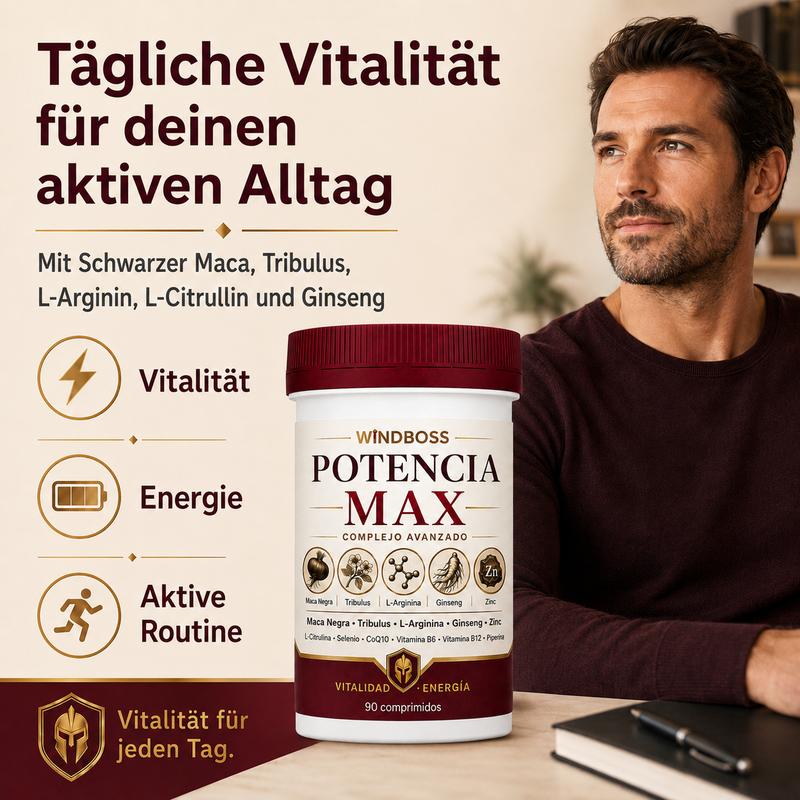 Windboss Schwarze Maca mit Tribulus, L-Arginin, L-Citrullin, Ginseng und Zink – Energie und Vitalität für jeden Tag H01